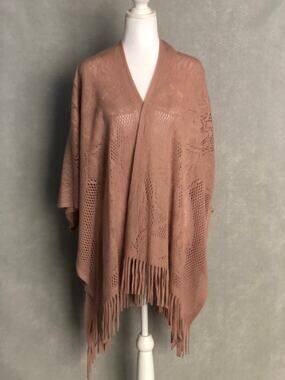 Nine West Knit Sweater Open Front Loose Blush Women's One Size NEW